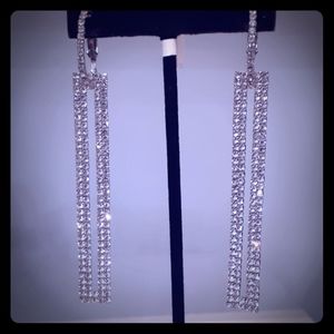 Crystal Rectangle Bar Drop Earings